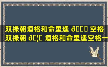 双禄朝垣格和命里逢 🐟 空格「双禄朝 🦉 垣格和命里逢空格一起吗」